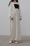 SWAYING/KNIT deconstructed v-neck dress (with corset) SW212LS09 white PS31